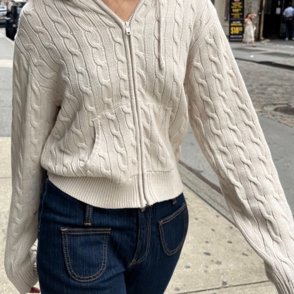 Brandy Melville John Galt Ayla Cable Knit Zip-Up Sweater